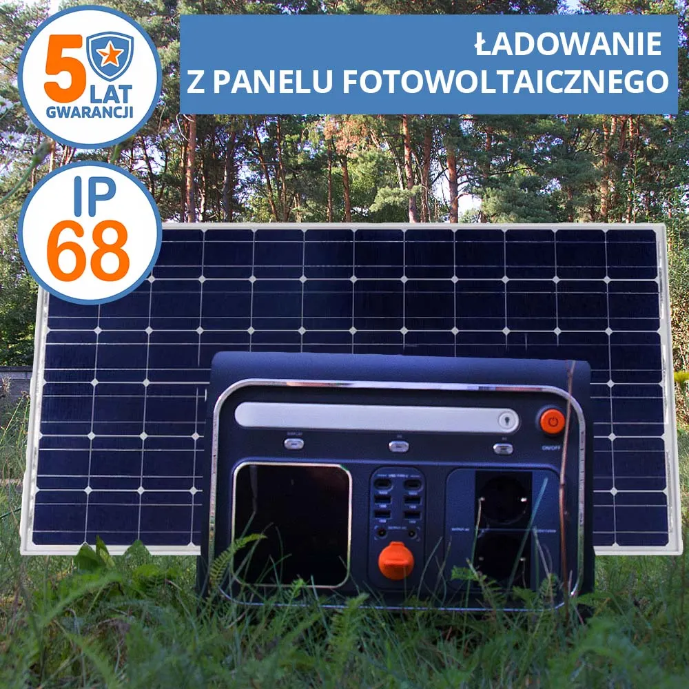 Przenośna Stacja Zasilania ORLLO 1200W/1500W LIFEPO4 z Panelem Solarnym 185W