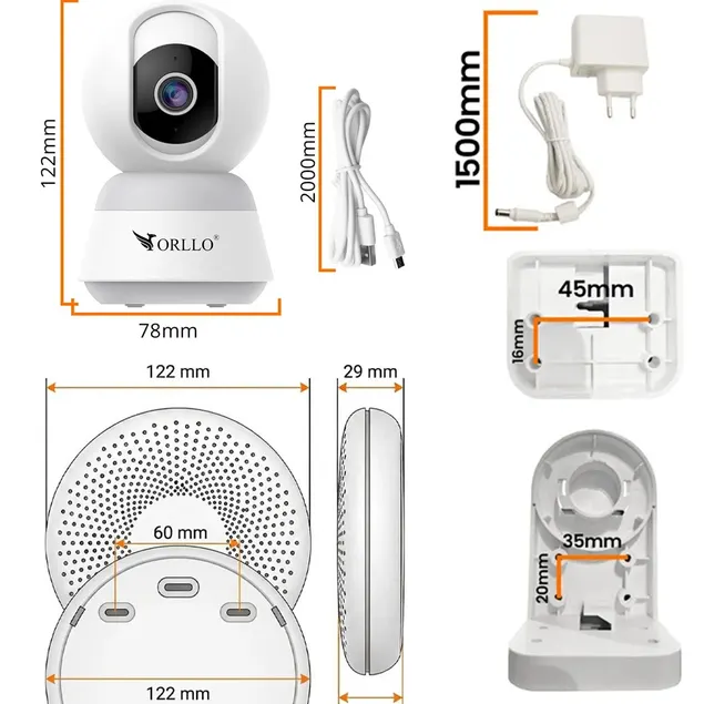 Zestaw czujnik dymu i czadu WiFi z kamerą wewnętrzną 4K ORLLO CS11W-TW1