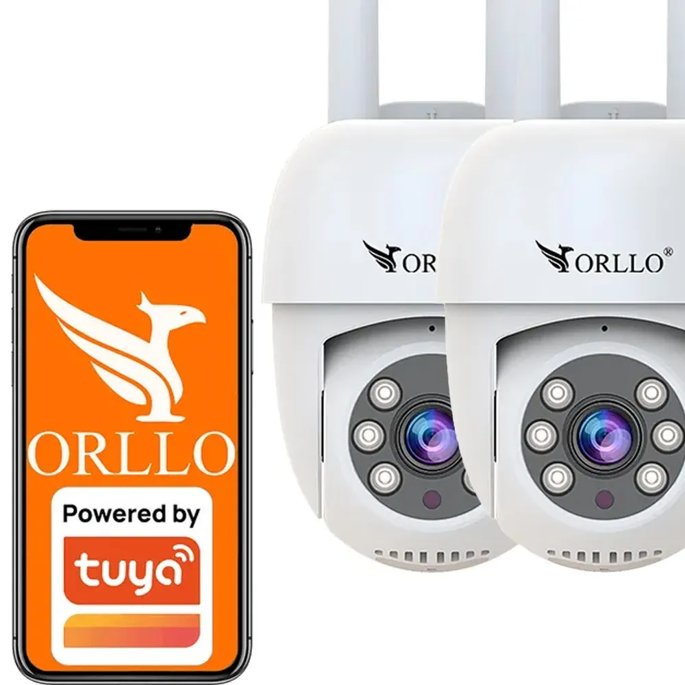 Zestaw 2 Kamer WiFi IP Zewnętrznych Obrotowych 4Mpx ORLLO TZ2 PRO