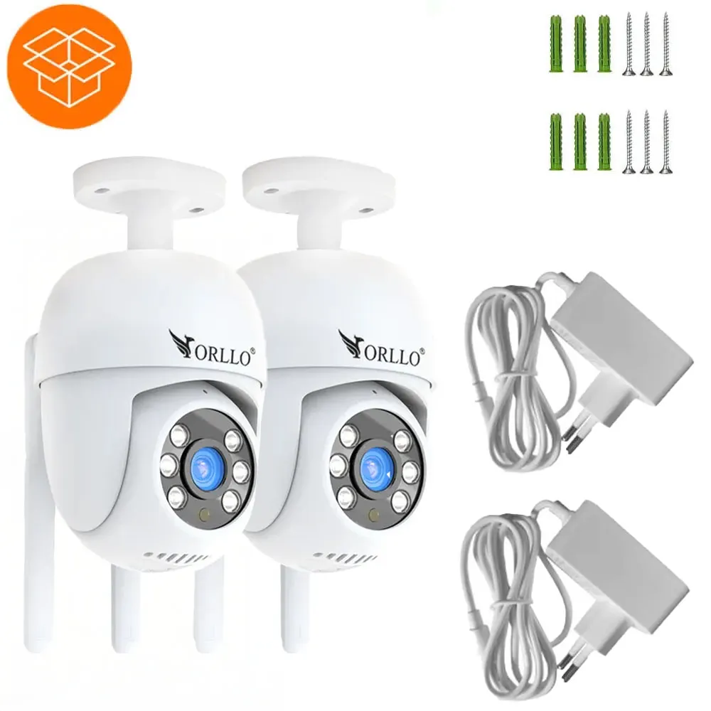 Zestaw 2 Kamer WiFi IP Zewnętrznych Obrotowych 4Mpx ORLLO TZ2 PRO