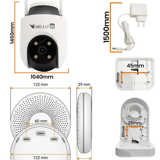 Zestaw czujnik dymu i czadu WiFi z kamera zewnętrzna 4K ORLLO CS11W-TZ6