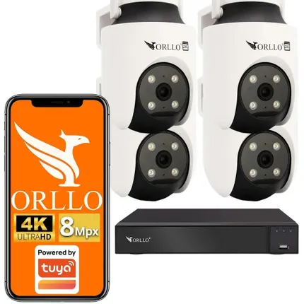 zestaw 4 kamer zewnętrznych obrotowych wifi ip nagrywarka nvr rejestrator switch sieciowy orllo.pl