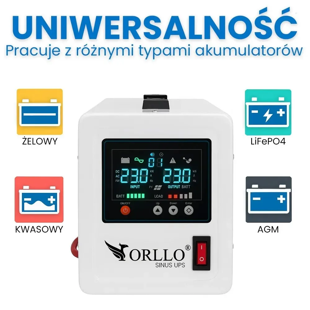 Zasilacz Awaryjny Zasilanie Awaryjne Przetwornica ORLLO SINUS UPS 800VA 560W AVR