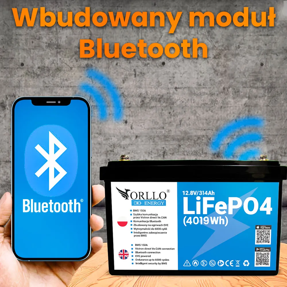 Akumulator LiFePO4 Magazyn Energii ORLLO ENERGY 12,8V 320Ah BMS CAN Bluetooth OFF GRID
