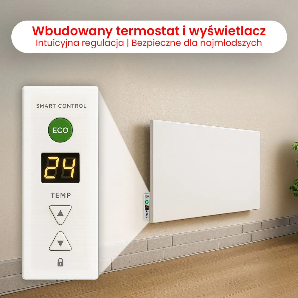 Grzejnik Elektryczny na Podczerwień Panel Grzewczy Ścienny Energooszczędny Termostat HD-WAVE STEEL 400W