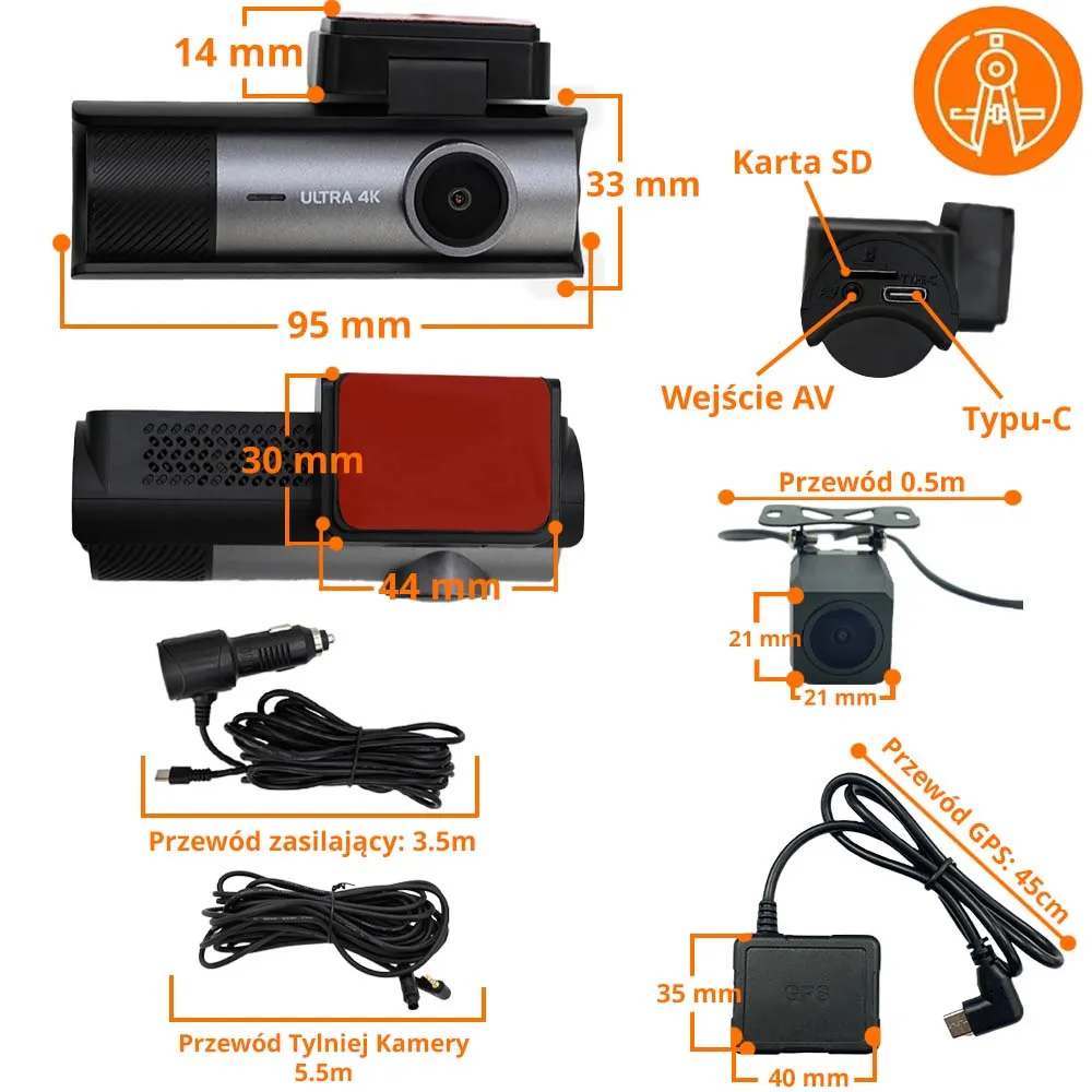 Kamera Samochodowa 4K Przód / Tył ORLLO RX-700 PRO OUTLET IDEALNY