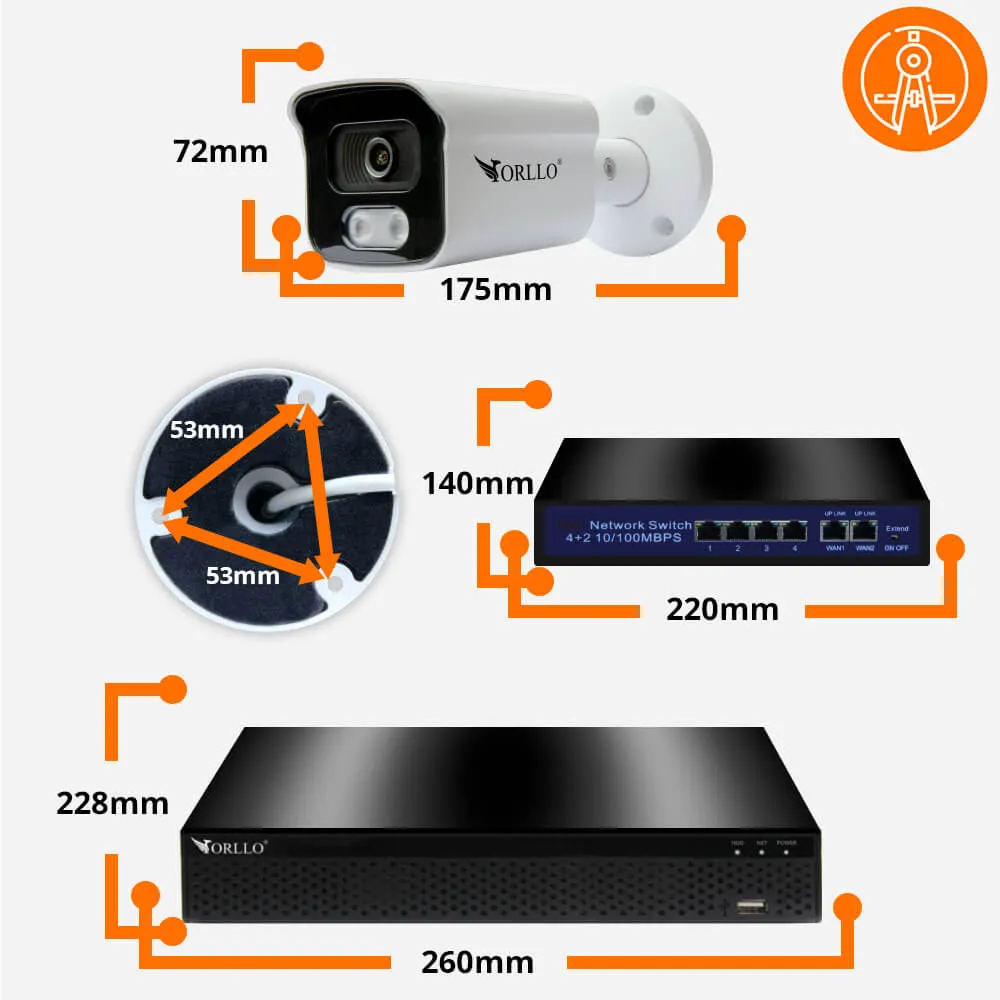 Zestaw do Monitoringu 4 Kamery 5Mpx ORLLO POESET 4 OUTLET IDEALNY