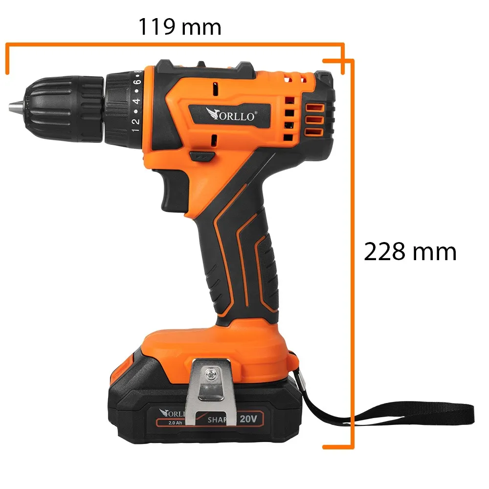 Zestaw Elektronarzędzi Wiertarko Wkrętarka Szlifierka Kątowa Piła Akumulatorowa z Walizką ORLLO