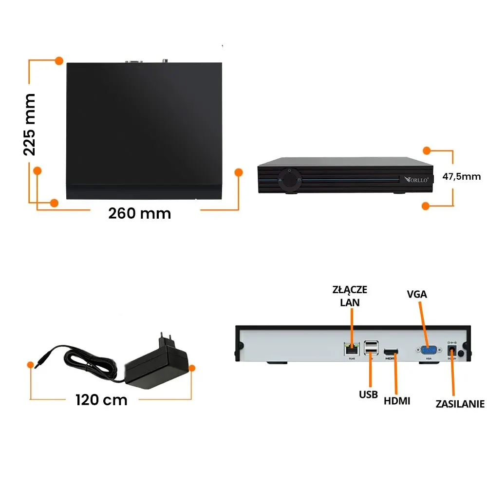 Rejestrator do Kamer Nagrywarka ORLLO N-NVR 1 CH8 OUTLET IDEALNY