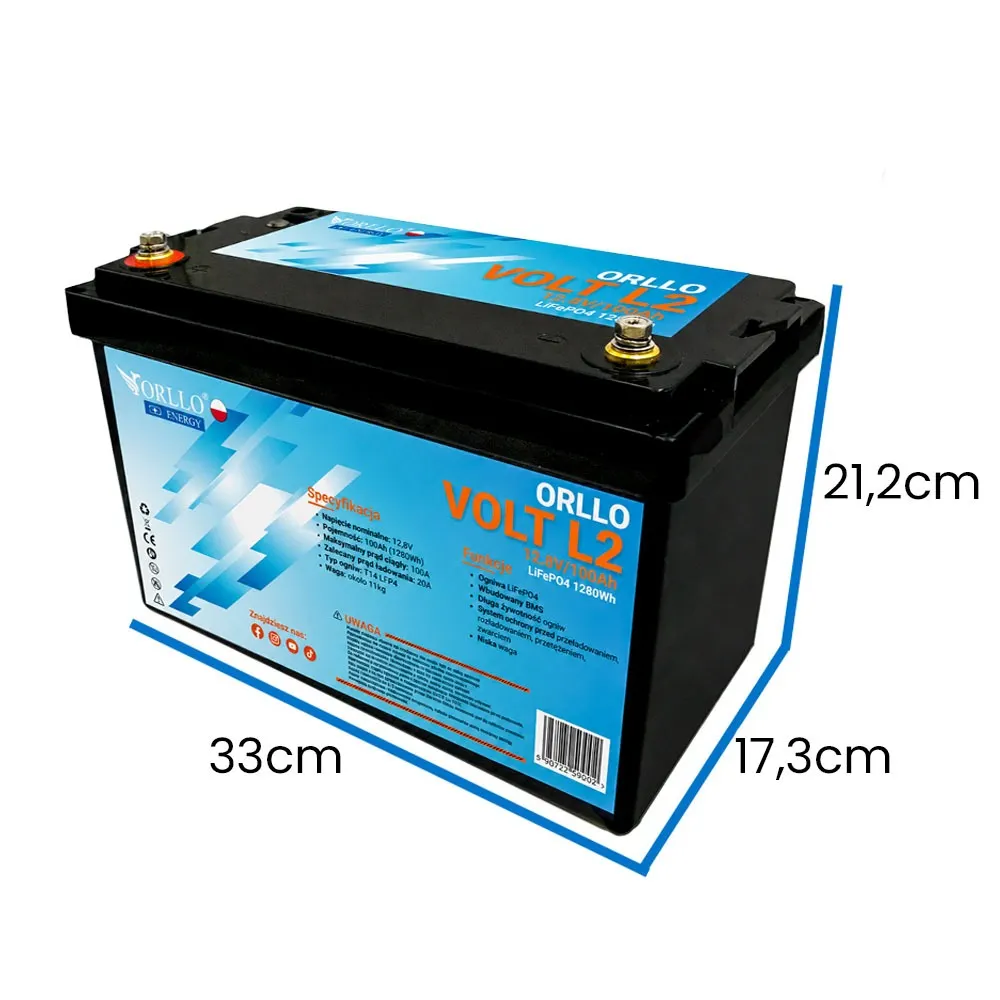 Akumulator LiFePO4 Magazyn Energii ORLLO VOLT L2 12V 100Ah BMS