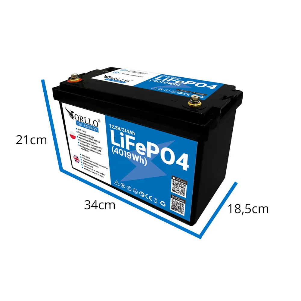 Akumulator LiFePO4 Magazyn Energii ORLLO ENERGY 12,8V 320Ah BMS CAN Bluetooth OFF GRID