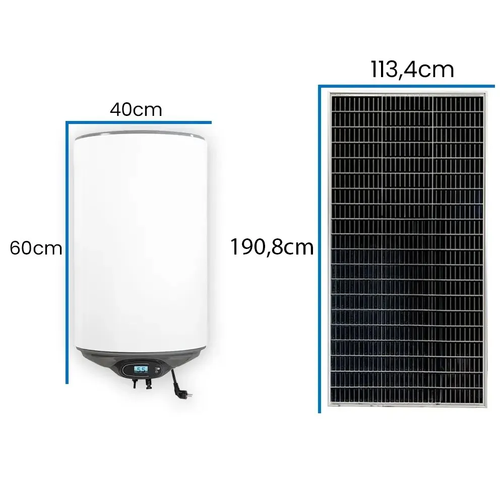 Zestaw Solarny do Grzania Wody Bojler Hybrydowy 30L MPPT Panele Fotowoltaiczne OFF GRID