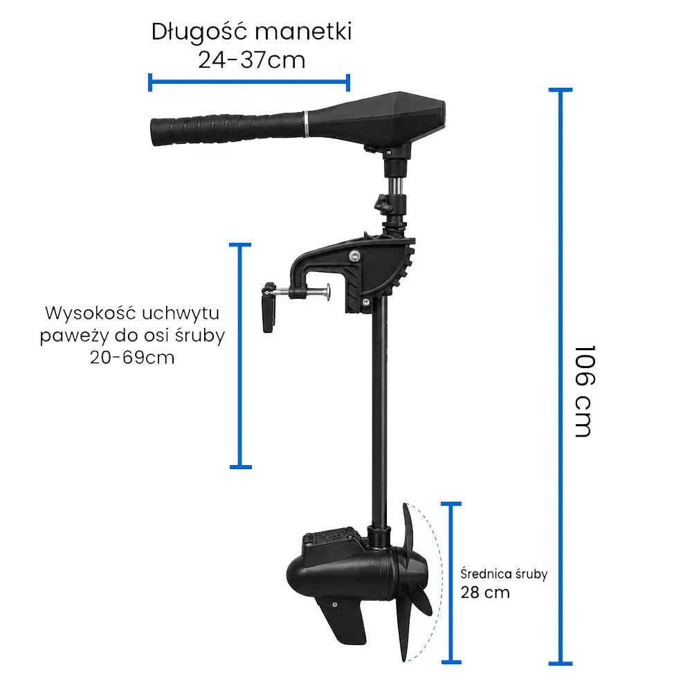 Silnik Elektryczny do Łodzi Zaburtowy Bezszczotkowy 12V 85LBS 840W Performance X85