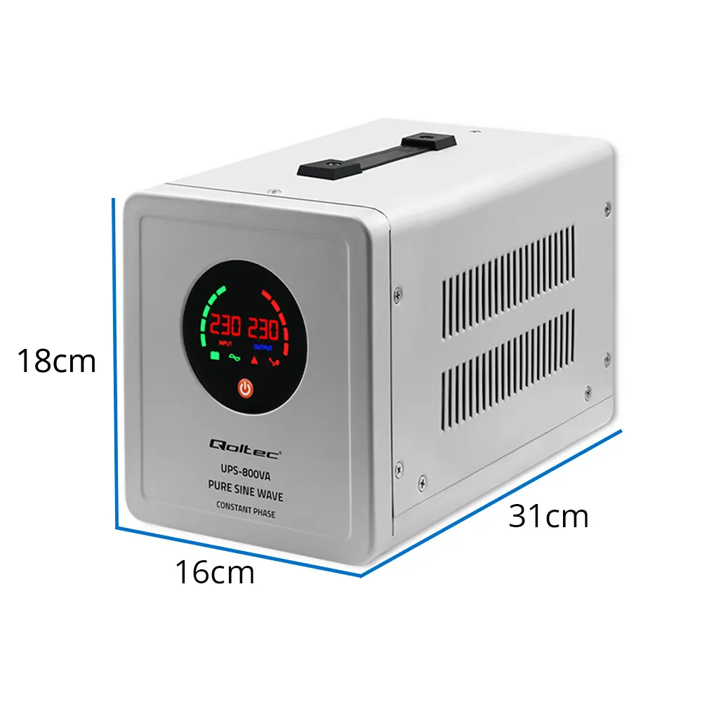 Zasilacz Awaryjny UPS Zasilanie Awaryjne Przetwornica Qoltec 800VA 560W AVR SF