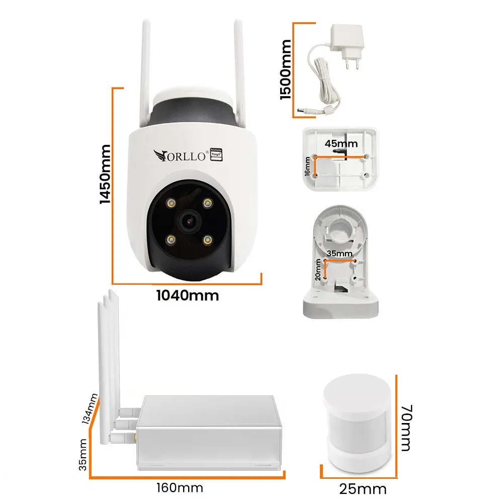 Zestaw Kamera 4K Bramka HUB ZIGBEE 4G WiFi Czujnik PIR