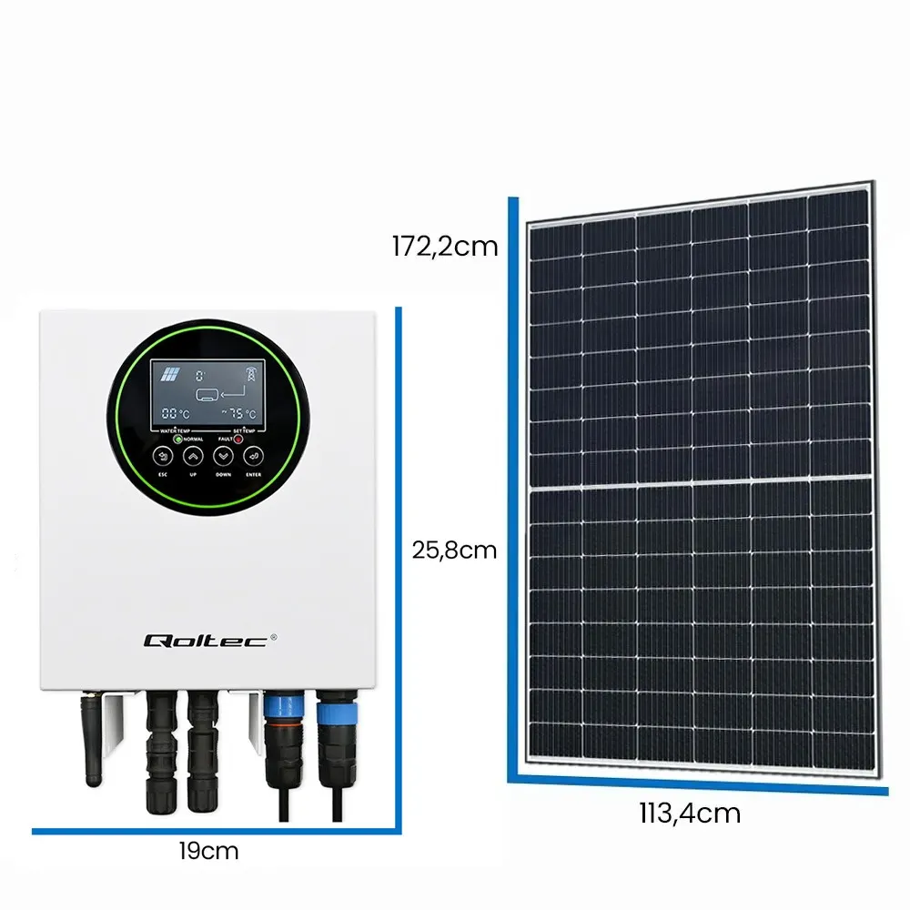 Zestaw Solarny do Grzania Wody Przetwornica Solarna Qoltec Solar Boost 5 Paneli Fotowoltaicznych Selfa 2,5KW