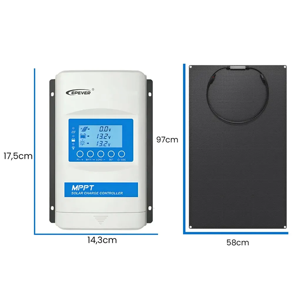 Zestaw Fotowoltaiczny na Działkę Regulator Ładowania EPEVER MPPT Panel Słoneczny Elastyczny ORLLO 100W