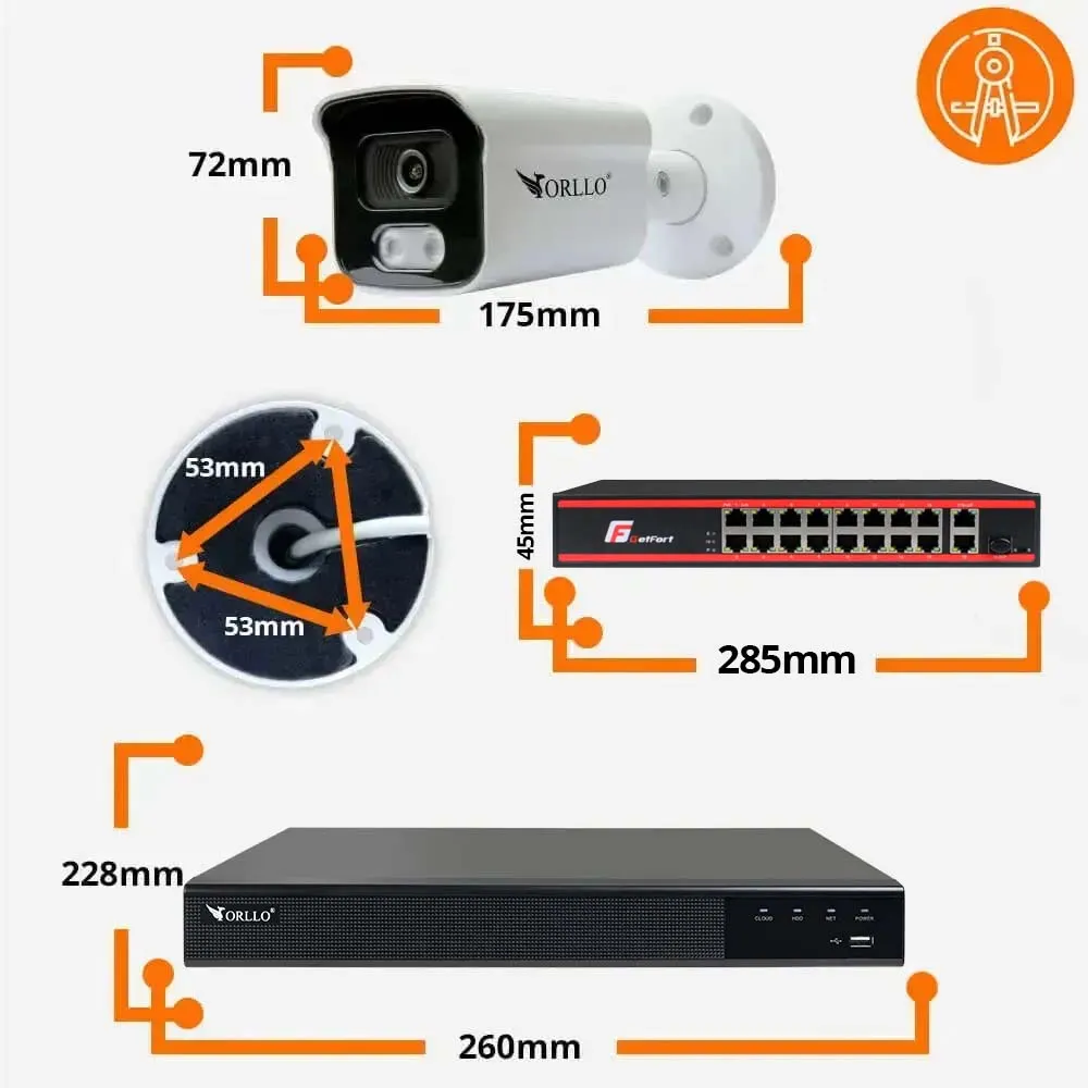 Zestaw do Monitoringu 16 Kamer 5Mpx ORLLO POESET 4