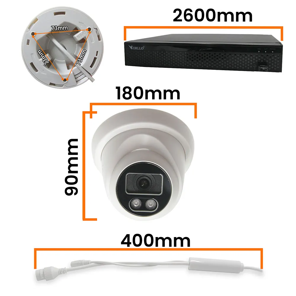 Zestaw Monitoringu 4 Kamery PoE ORLLO ECO DOME SWITCH SW1