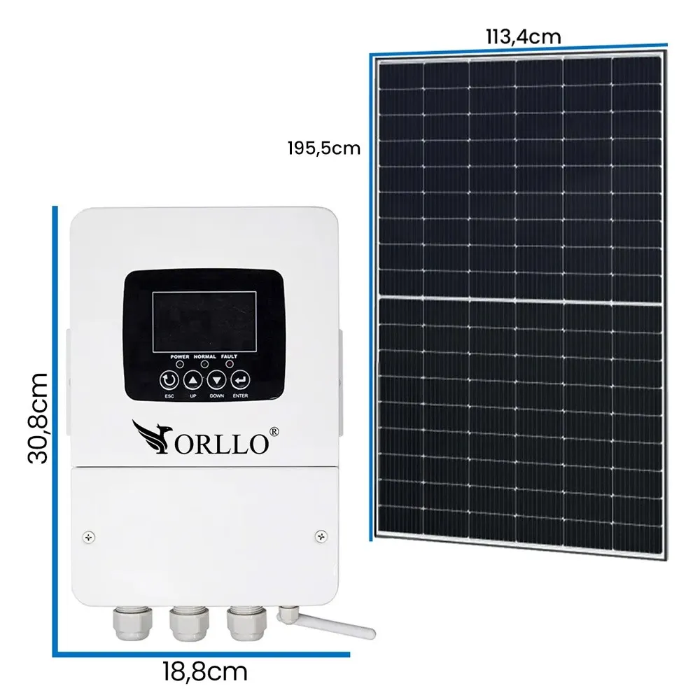 Zestaw Solarny do Grzania Wody Przetwornica Solarna ORLLO BOOST 5KW BYPASS 9 Paneli Fotowoltaicznych 4.5KW