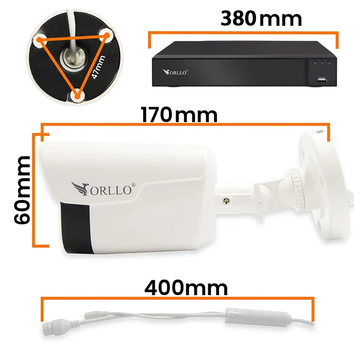 Zestaw Monitoringu 4 Kamery Zewnętrzne PoE ORLLO ECO BULLET