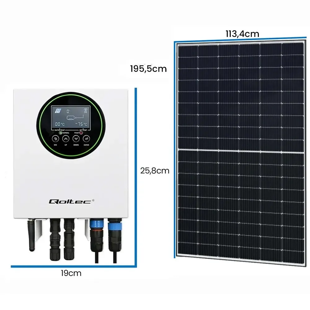 Zestaw Solarny do Grzania Wody Przetwornica Solarna Qoltec Solar Boost 5 Paneli Fotowoltaicznych Selfa 2,5KW