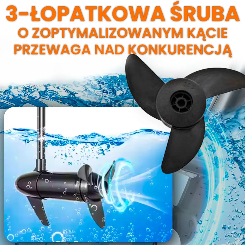 Silnik Elektryczny do Łodzi Zaburtowy 12V 800W VOLT WICHER 70