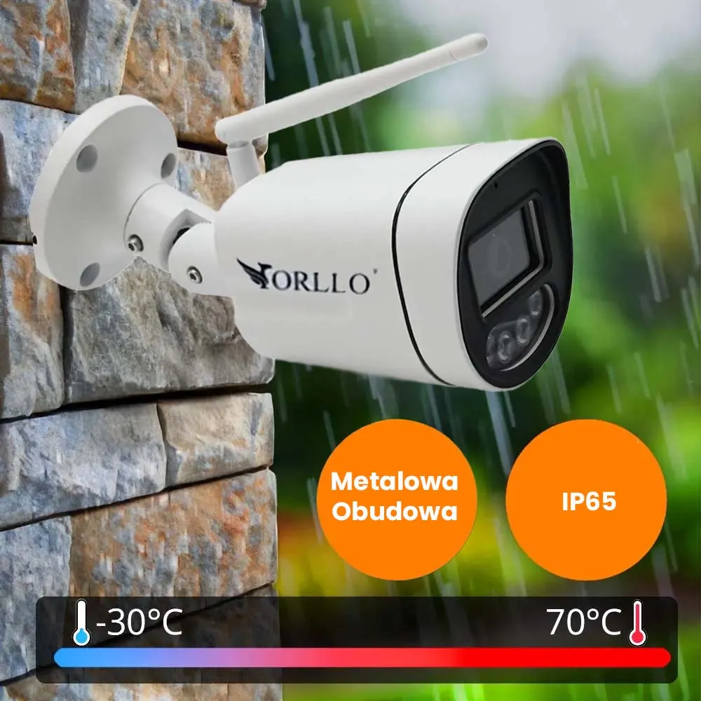 Kamera Zewnętrzna WiFi ORLLO Z1 4K + Splitter POE