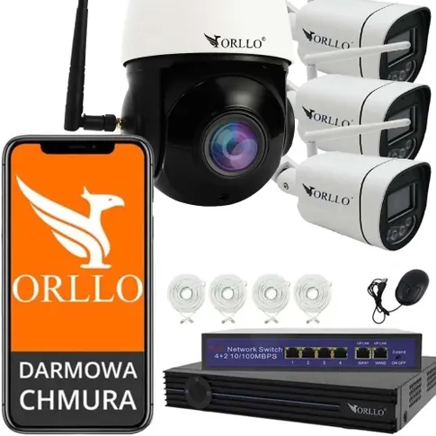 zestaw kamer do monitoringu bezprzewodowe obrotowe kopułkowe kamery wifi ip kamer poe orllo.pl