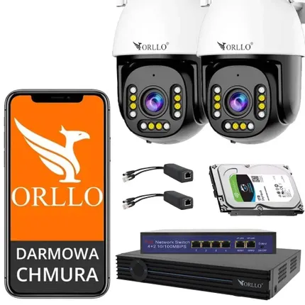 Zestaw 2x Kamera ORLLO Z9 ULTRA + Splitter PoE + Rejestrator WiFi NVR1 + Switch PoE SW1 + Dysk 1TB