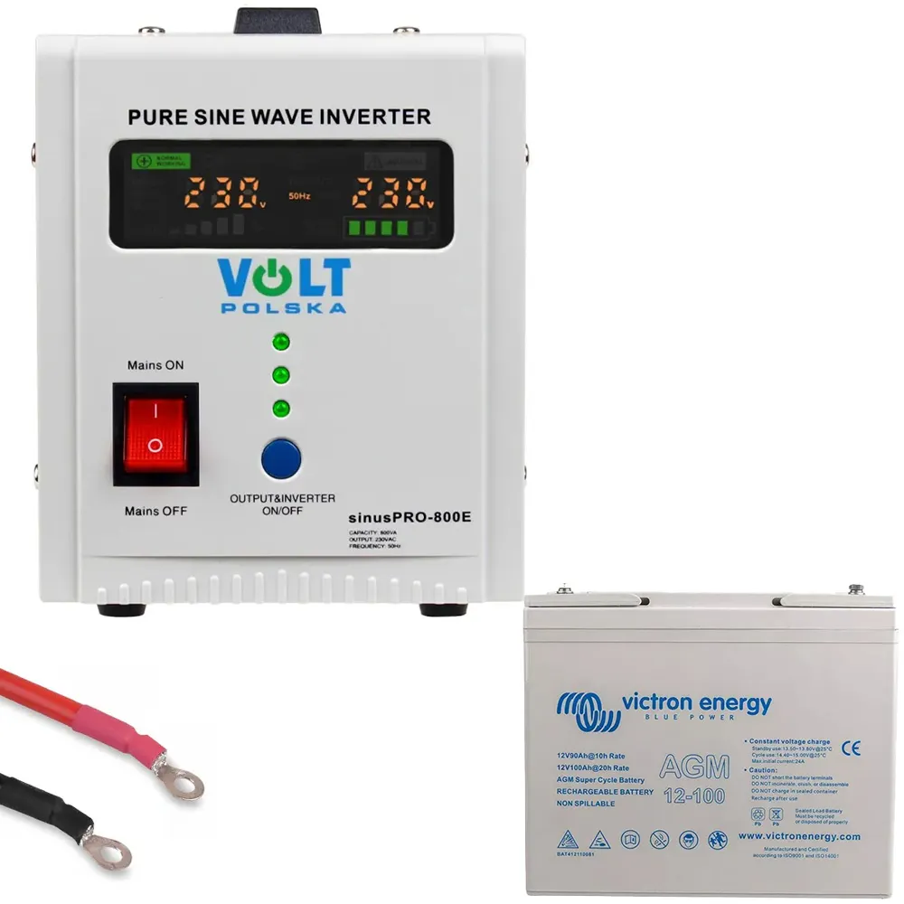 Zasilacz Awaryjny Volt Sinus Pro 800E UPS Magazyn Energii Akumulator AGM 100Ah Victron