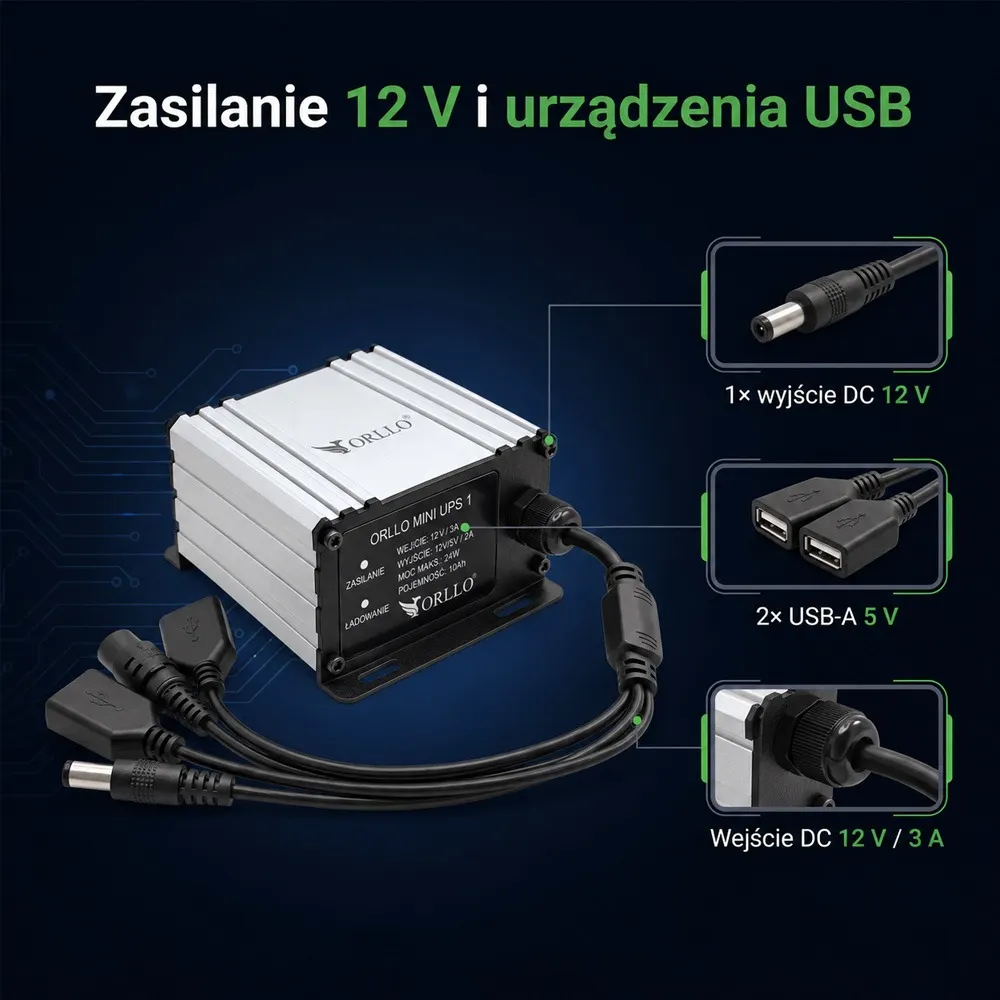 Mini zasilacz awaryjny Zewnętrzny UPS 12 V ORLLO MINI UPS