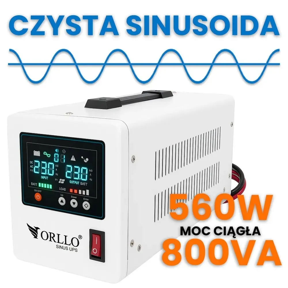 Zasilacz Awaryjny UPS Zasilanie Awaryjne ORLLO SINUS 800VA 560W AVR Akumulator 100Ah