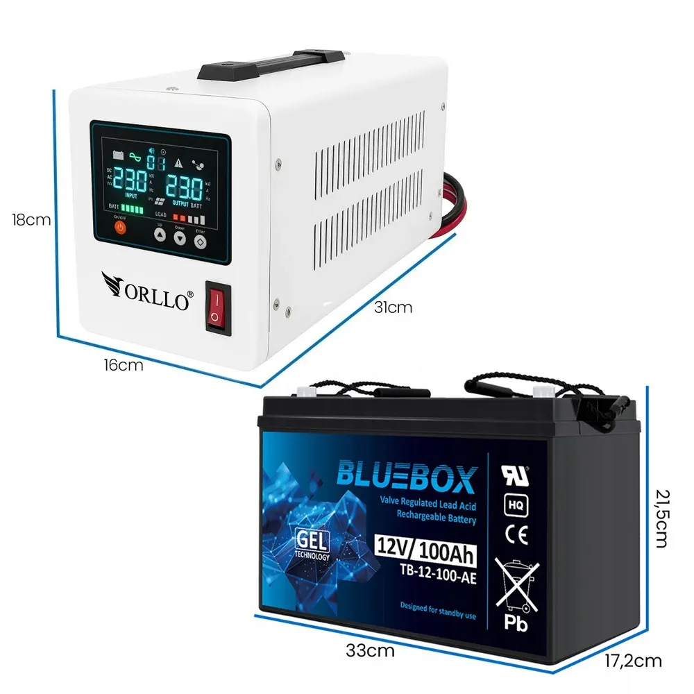 Zasilacz Awaryjny UPS Zasilanie Awaryjne ORLLO SINUS 800VA 560W AVR Akumulator 100Ah VRLA