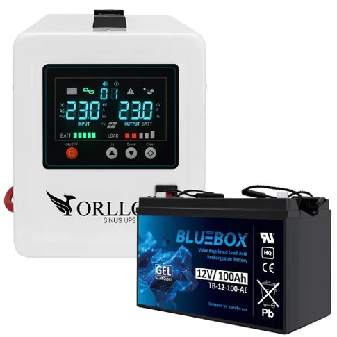 Zasilacz Awaryjny UPS ORLLO SINUS 800VA 560W AVR Akumulator 100Ah VRLA zasilanie awaryjne czysty sinus piec CO pompa komputer router monitoring serwerownia biuro dom stabilizacja napięcia offgrid energia