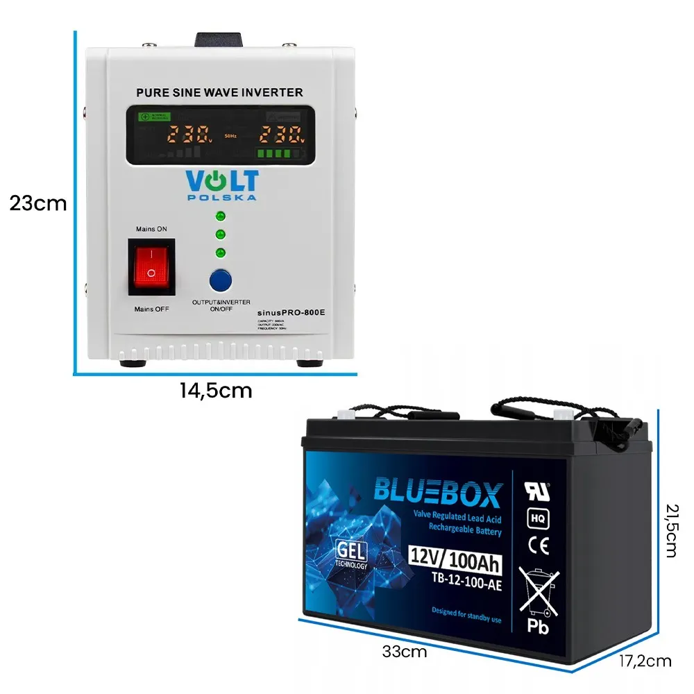Zasilacz Awaryjny Volt Sinus Pro 800E UPS Magazyn Energii Akumulator 100Ah VRLA