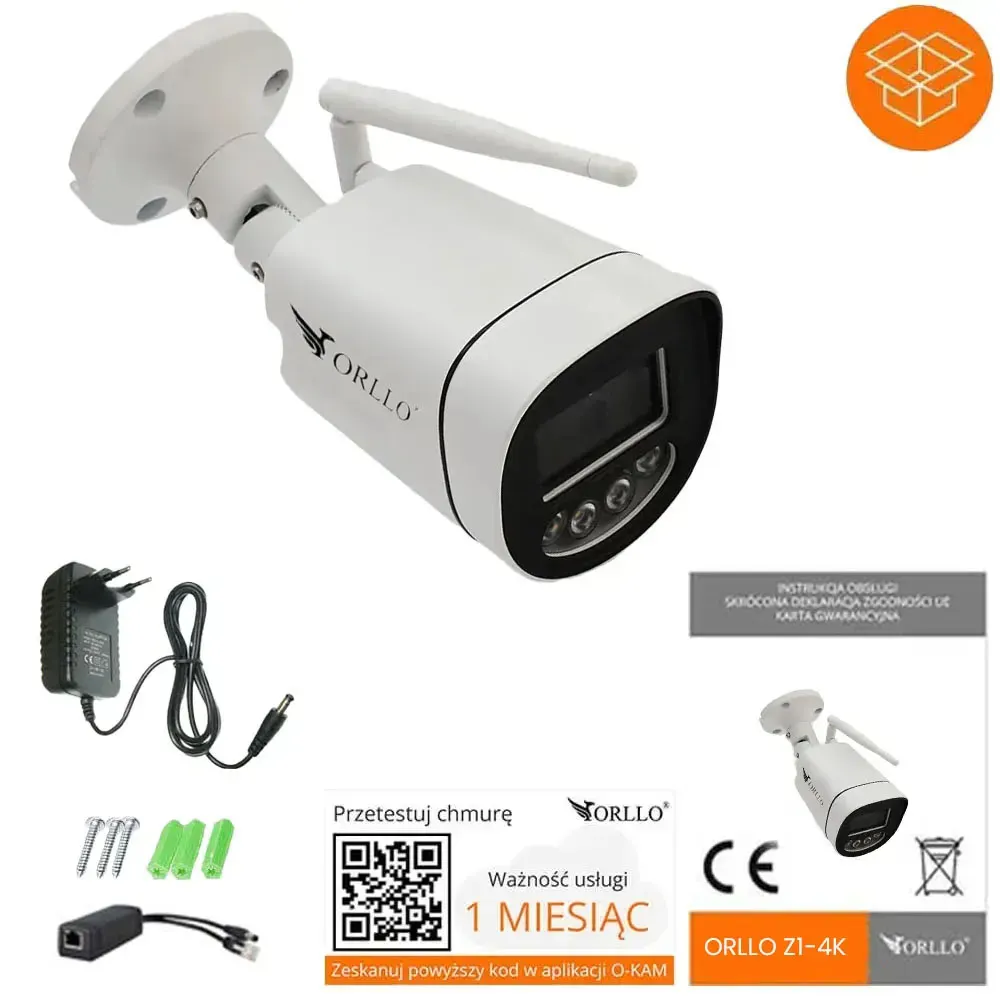 Kamera Zewnętrzna WiFi ORLLO Z1 4K + Splitter POE