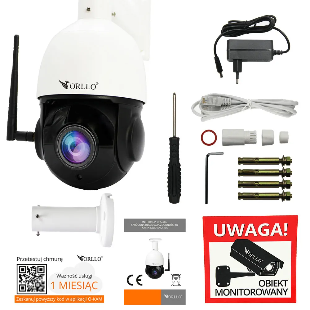 Kamera Sufitowa WiFi IP PoE Obrotowa 360 Uchwyt do Kamer Długi ORLLO Z10