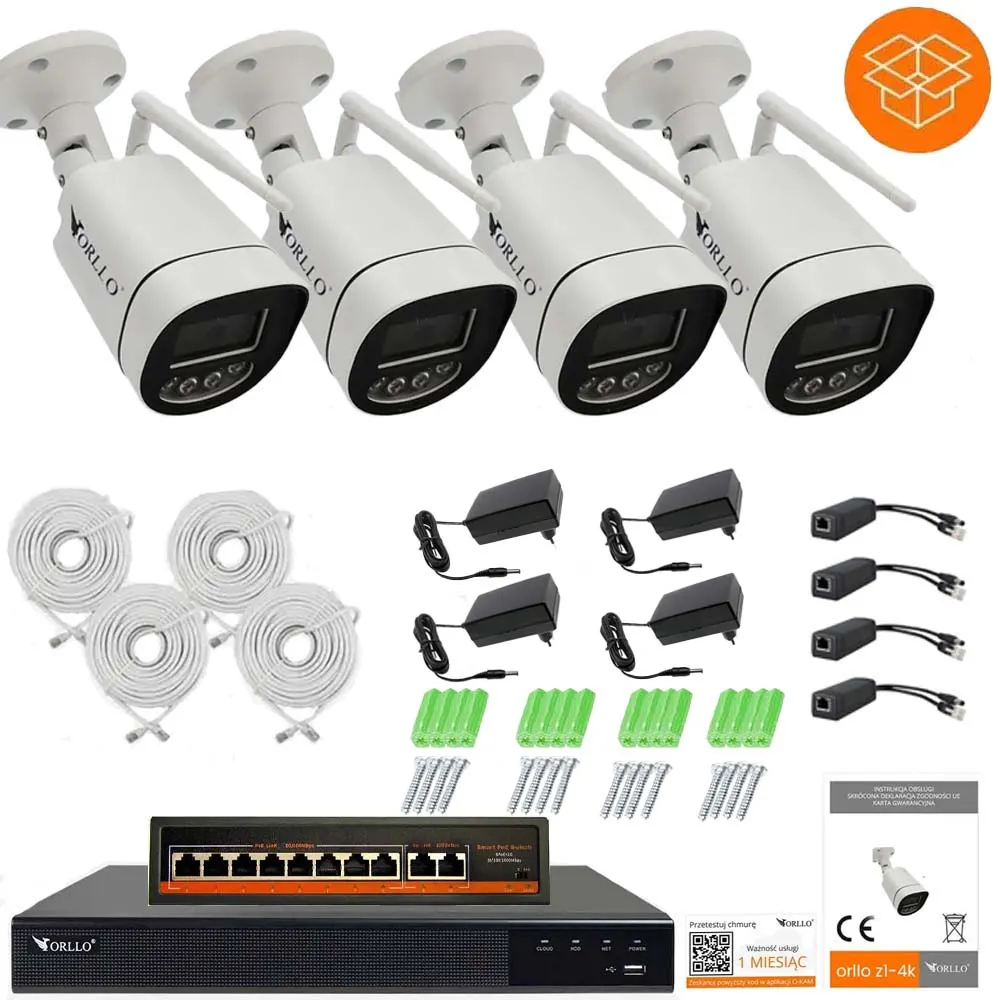 Zestaw Do Monitoringu 4 Kamer 8mpx ORLLO Z1 4K