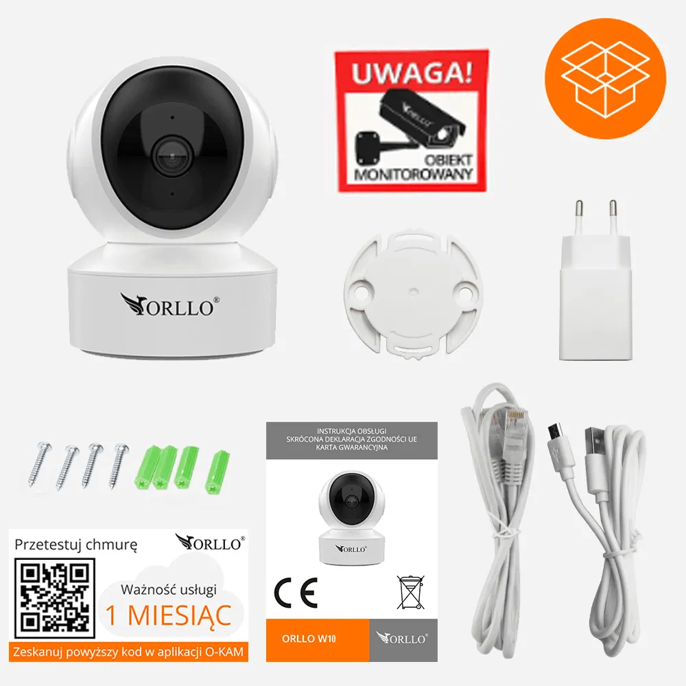 Mini Kamera IP GSM Wewnętrzna Obrotowa 4K ORLLO W10 OUTLET IDEALNY