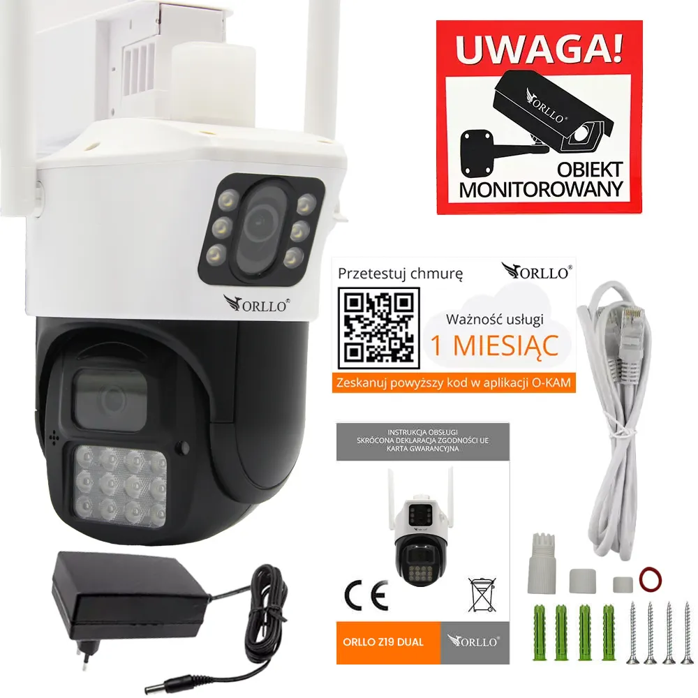 Kamera Obrotowa Zewnętrzna WiFi IP 2 Obiektywy ORLLO Z19 DUAL + GRATIS chmura