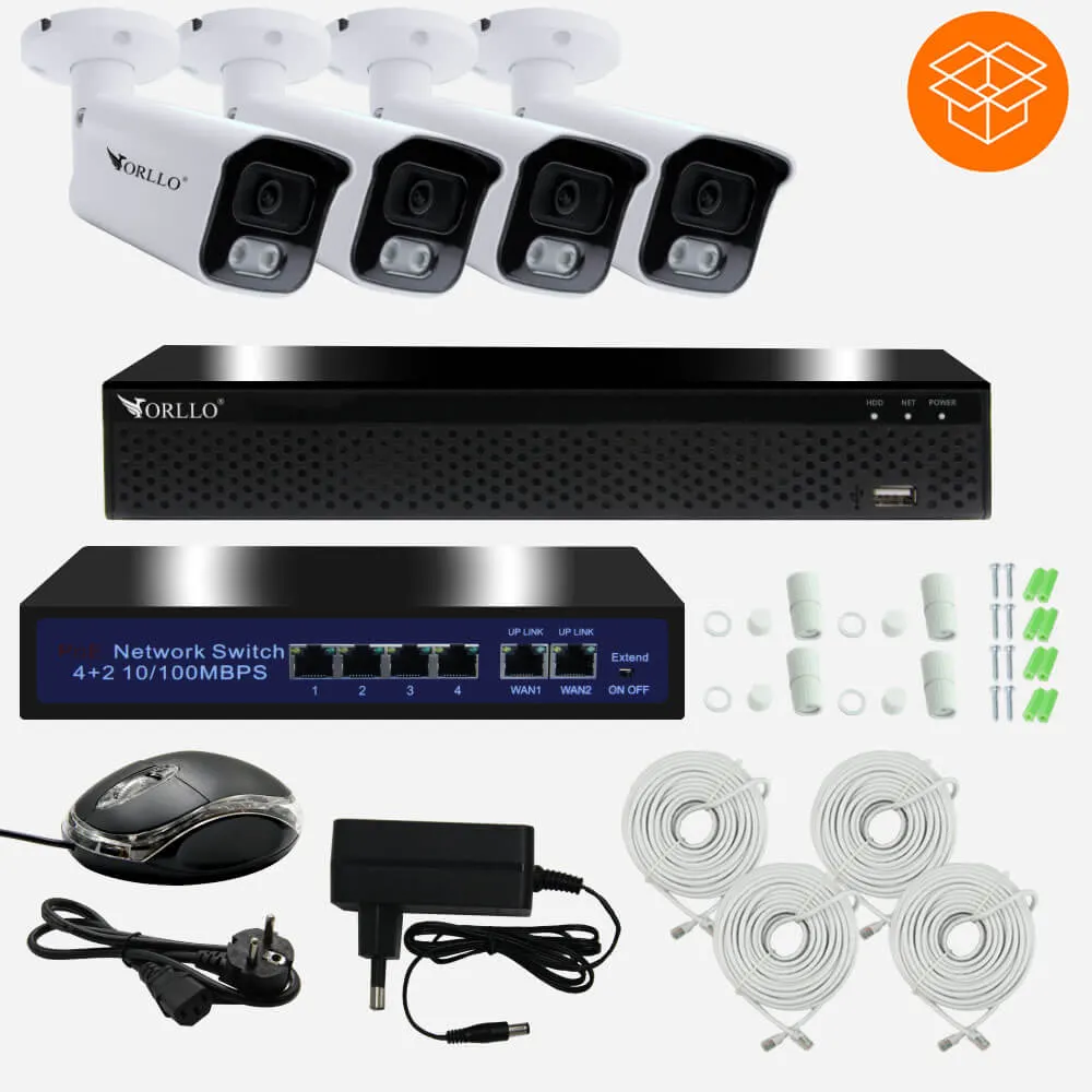 Zestaw do Monitoringu 4 Kamery 5Mpx ORLLO POESET 4 OUTLET IDEALNY