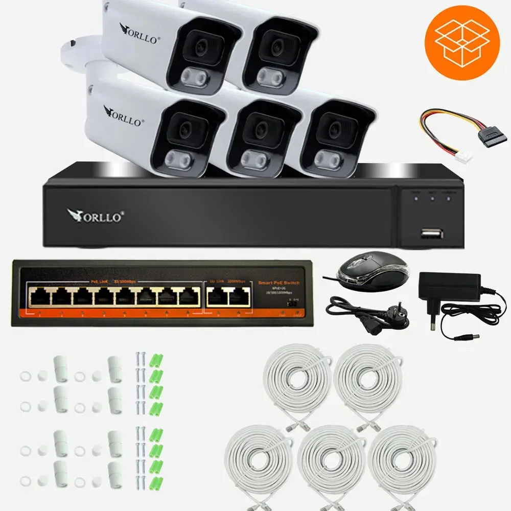 Zestaw do Monitoringu 5 Kamer 5Mpx ORLLO POESET 4