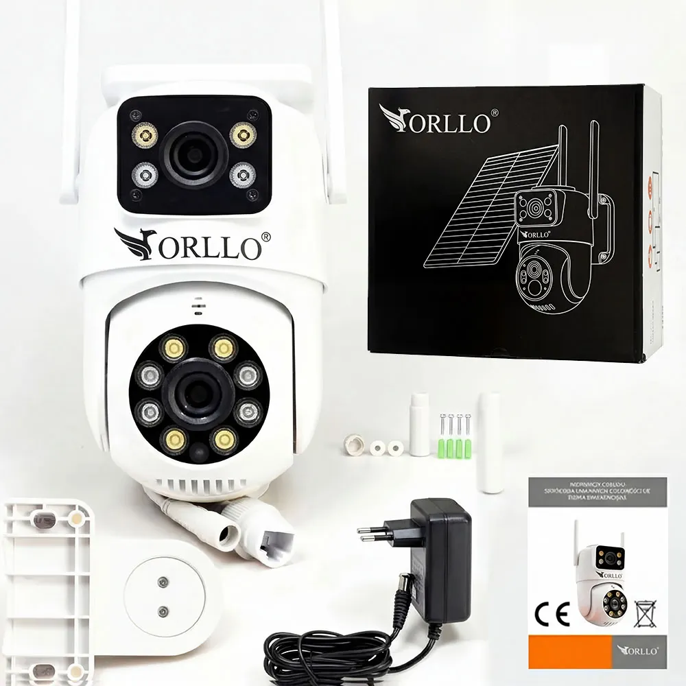 Kamera Solarna Zewnętrzna WiFi 4K AI Obrotowa LED ORLLO TZ19 DUAL