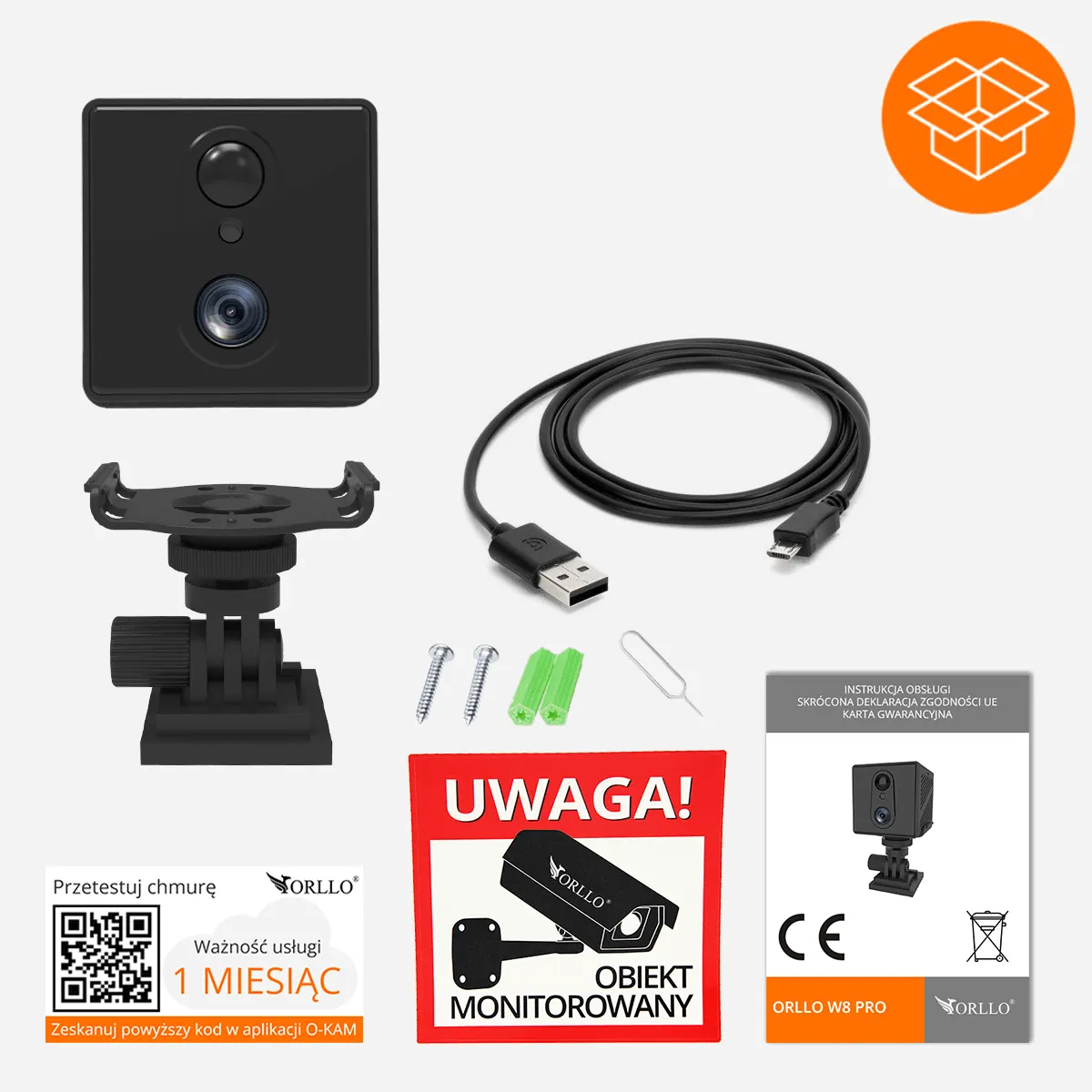 Mini Kamera Bezprzewodowa GSM 4G LTE ORLLO W8 PRO SIM OUTLET IDEALNY