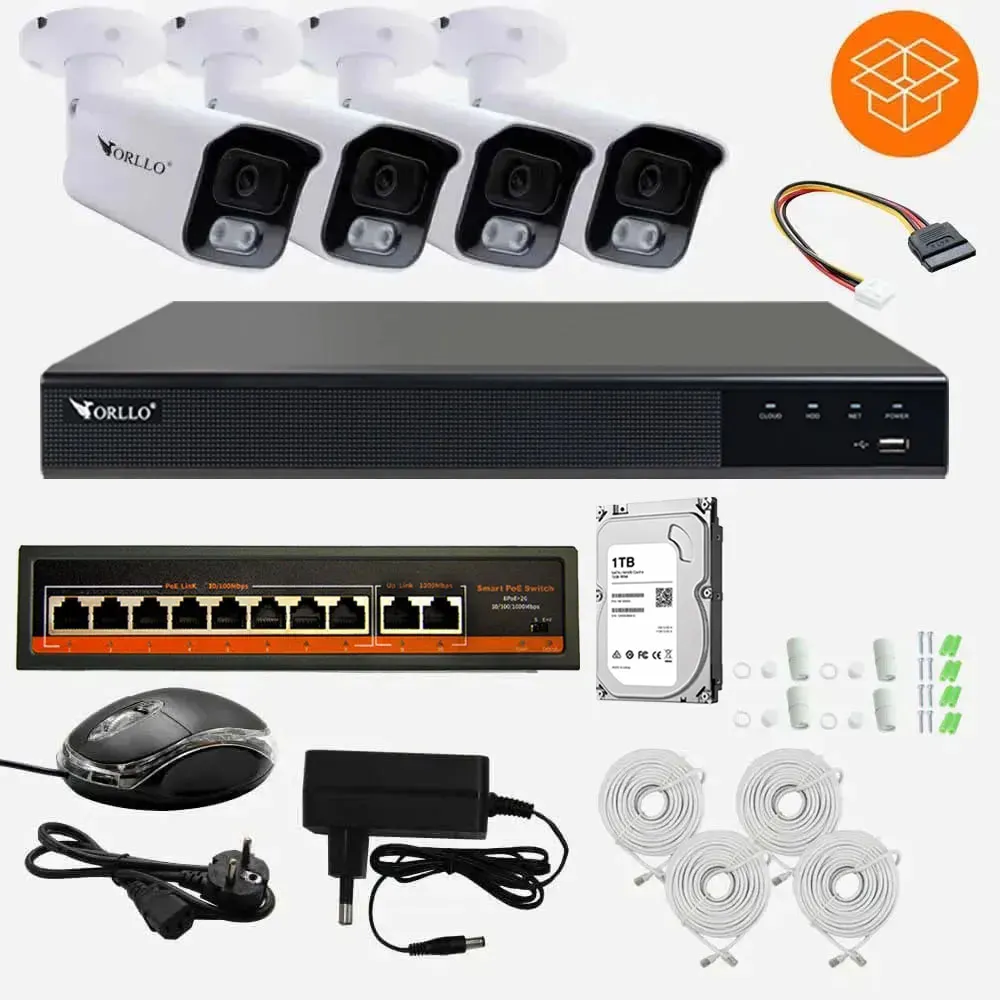 Zestaw do Monitoringu 4 Kamery 5Mpx ORLLO POESET 4 DYSK 1TB