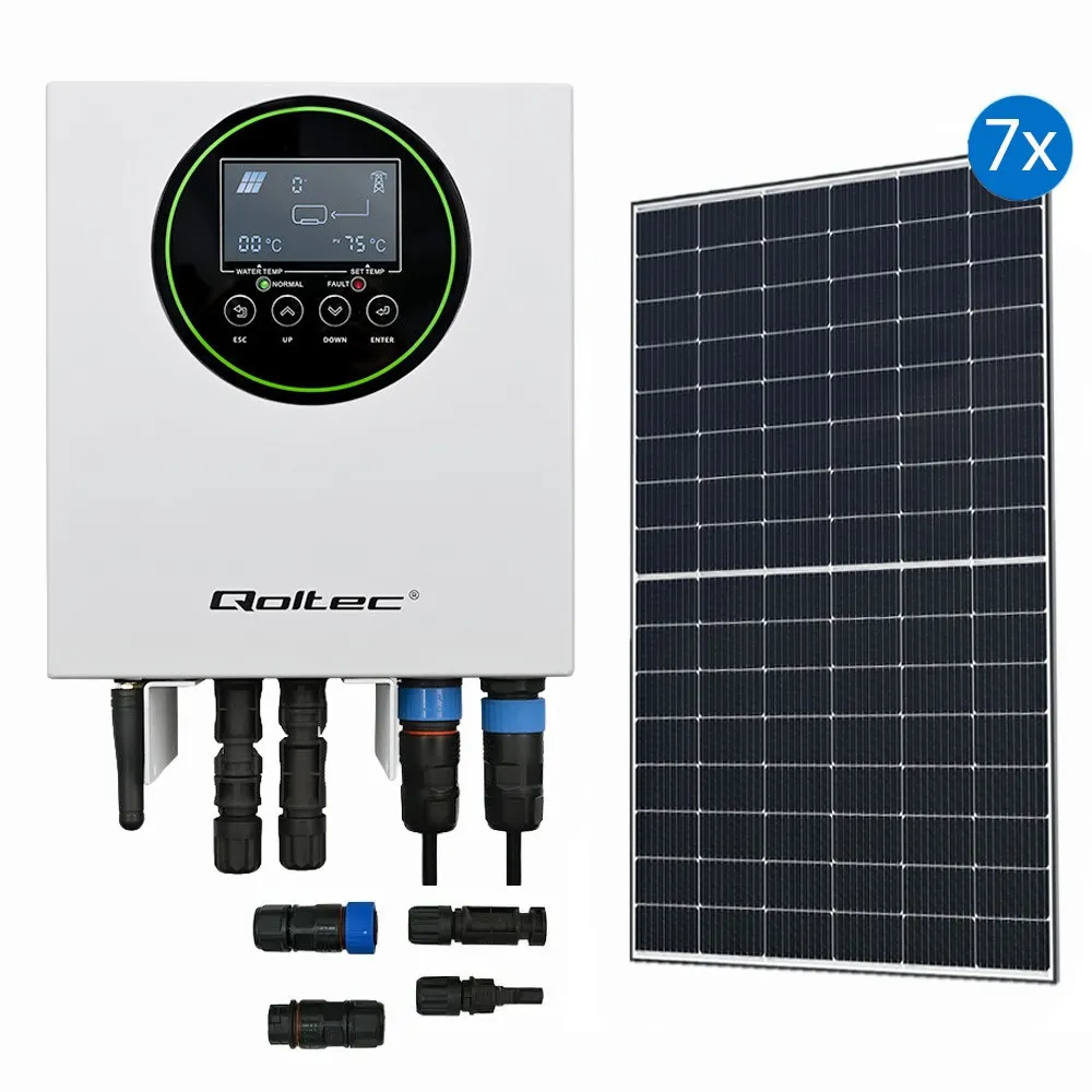Zestaw Solarny do Grzania Wody Przetwornica Solarna Qoltec Solar Boost 7 Paneli Fotowoltaicznych Selfa 3KW