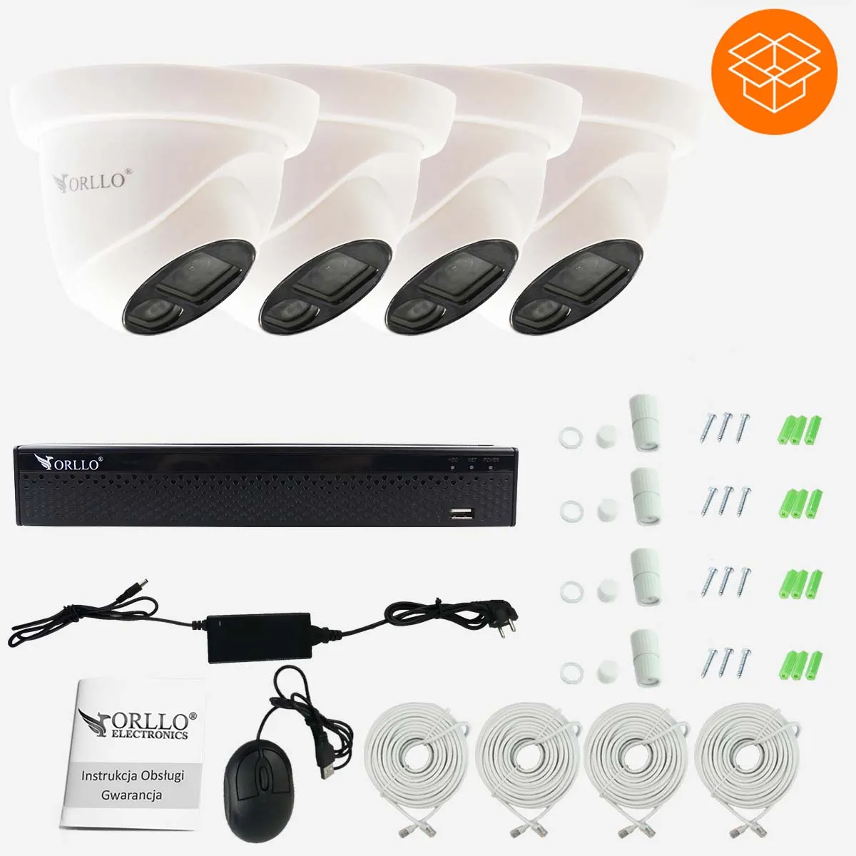 Zestaw Monitoringu 4 Kamery PoE ORLLO ECO DOME