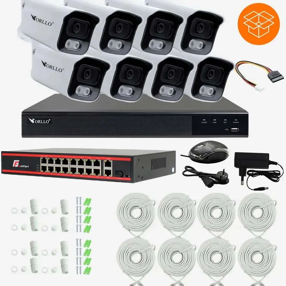 Zestaw do Monitoringu 8 Kamer 5Mpx ORLLO POESET 4
