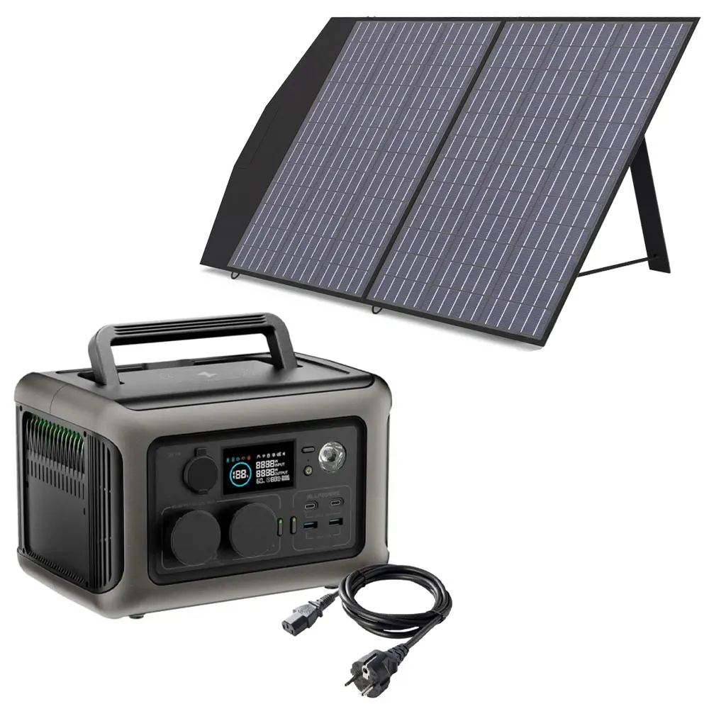 Przenośna Stacja Zasilania BMS LIFEPO4 ALLPOWERS R600 z Panelem Składanym 100W